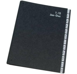 Q-CONNECT trieur, carton, ft A4, 12 compartiments, noir
