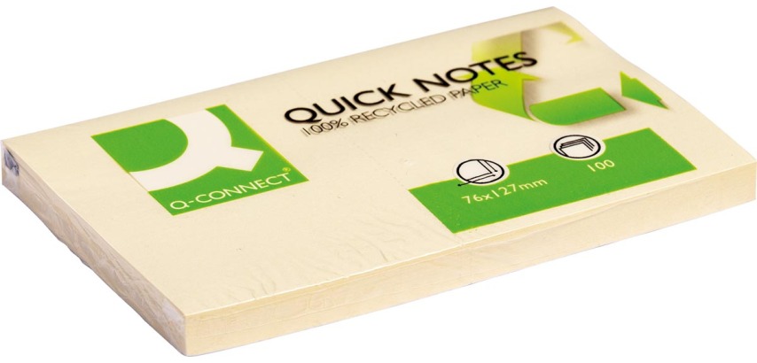 Q-CONNECT Quick Notes Recycled, 76 x 127 mm, 120 sheets, yellow