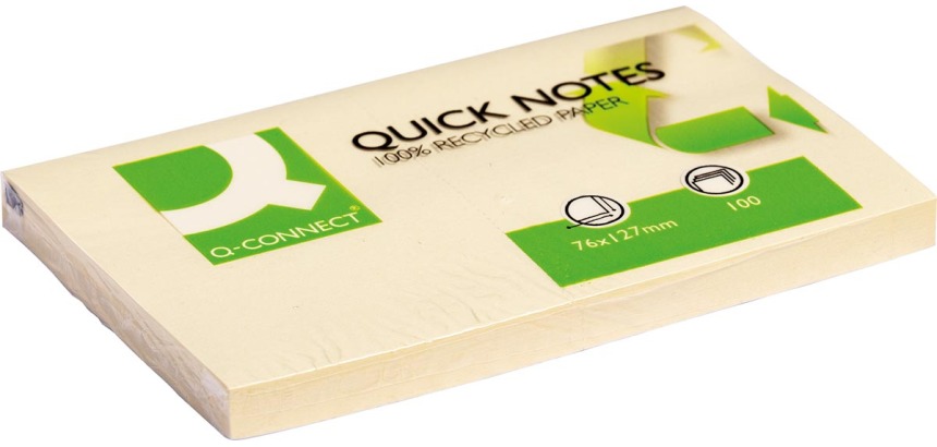 Q-CONNECT Quick Notes Recycled, 76 x 127 mm, 120 sheets, yellow