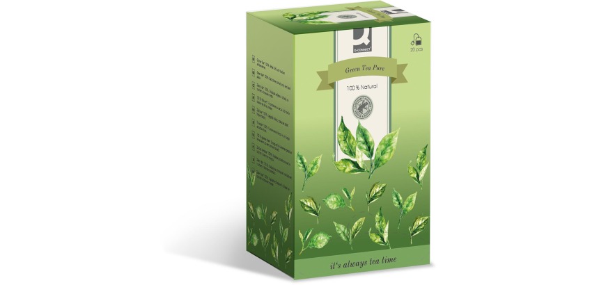 Q-CONNECT tea, pure green tea, 1.5 g sachet, box of 20 sachets