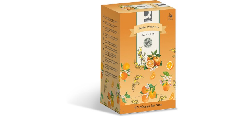 Q-CONNECT tea, orange rooibos, 1.5 g sachet, box of 20 sachets