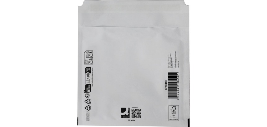 Q-CONNECT enveloppes à bulles d'air, blanc, CD, 200 x 175 mm, boîte de 100 pièces