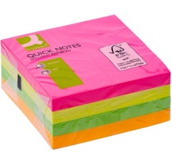 Q-CONNECT Quick Notes, ft 76 x 76 mm, 400 vel, geassorteerde neonkleuren