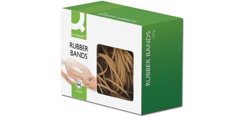 Q-CONNECT rubber bands, width 1.5 mm, length 100 mm, no. 20, box of 100 g