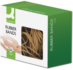 Q-CONNECT élastiques, largeur 1,5 mm, longueur 80 mm, no 18, boîte de 100 g