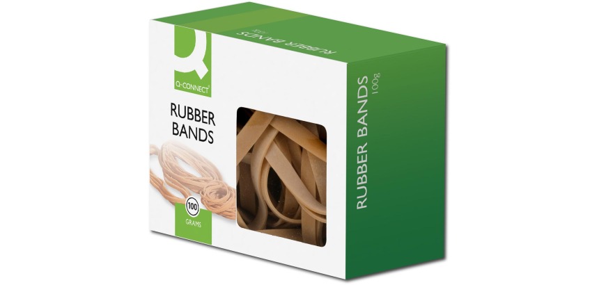 Q-CONNECT élastiques, largeur 9 mm, longueur 140 mm, no 78, boîte de 100 g