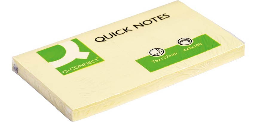 Q-CONNECT Quick Notes, 76 x 127 mm, 100 sheets, yellow