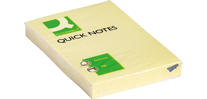 Q-CONNECT Quick Notes, 51 x 76 mm, 100 Blatt, gelb