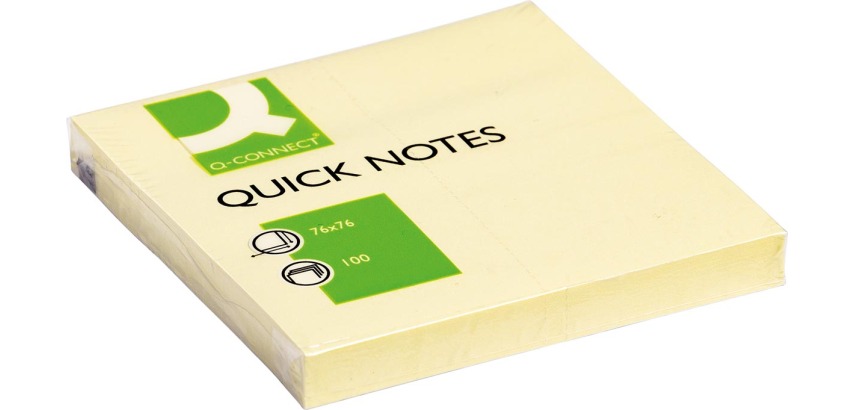 Q-CONNECT Quick Notes, 76 x 76 mm, 100 Blatt, gelb
