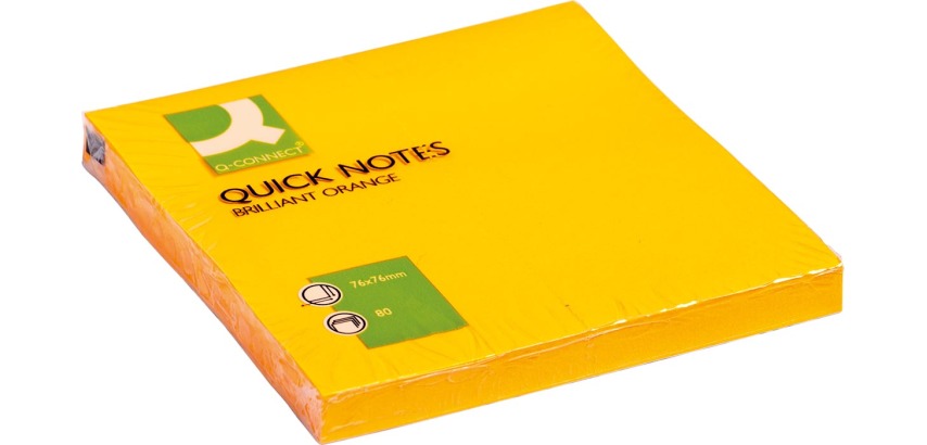 Q-CONNECT Quick Notes, ft 76 x 76 mm, 80 sheets, neon orange