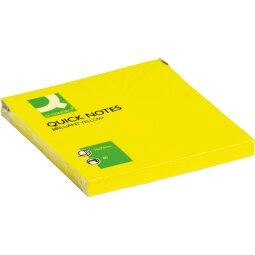 EN_Bloc de notas adhesivas quita y pon q-connect 76x76 mm amarillo neon 80 hojas