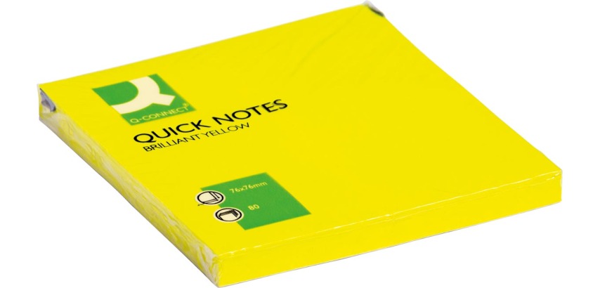 Q-CONNECT Quick Notes, ft 76 x 76 mm, 80 vel, neongeel