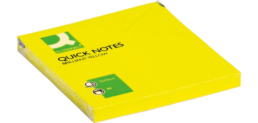 Q-CONNECT Quick Notes, ft 76 x 76 mm, 80 feuilles, jaune néon