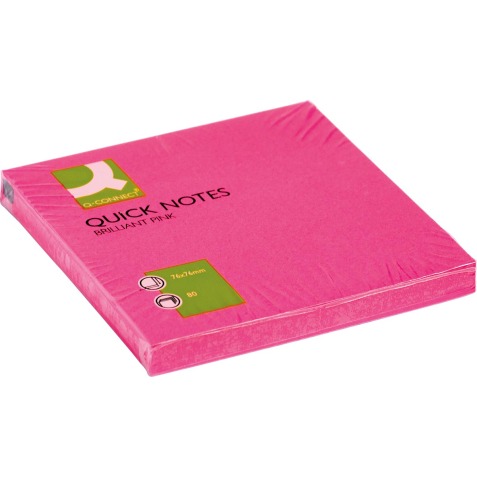 Q-CONNECT Quick Notes, ft 76 x 76 mm, 80 feuilles, rose néon