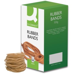 Q-CONNECT élastiques, largeur 1,5 mm, longueur 80 mm, no 18, boîte de 500 g