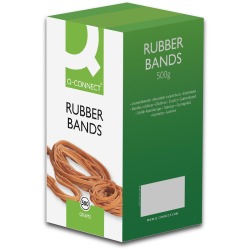 Q-CONNECT élastiques, largeur 1,5 mm, longueur 100 mm, no 20, boîte de 500 g