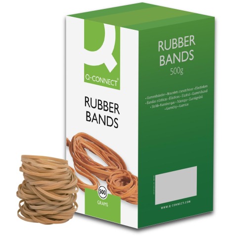 Q-CONNECT élastiques, largeur 3 mm, longueur 80 mm, no 32, boîte de 500 g