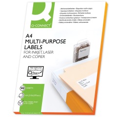 En_etiqueta adhesiva q-connect kf10645 -tamaño 70x35 mm fotocopiadora laser ink-jet caja con 100 hojas din a4
