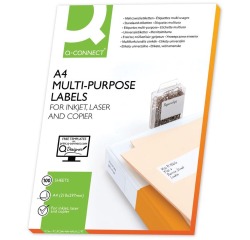 Q-CONNECT étiquettes, blanc, coins arrondis, 210 x 148,5 mm, 100 feuilles, 2 étiquettes par feuille