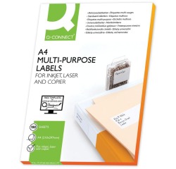 EN_Etiqueta adhesiva q-connect kf10664 tamaño 210x297 mm fotocopiadora laser ink-jet caja con 100 hojas din a4