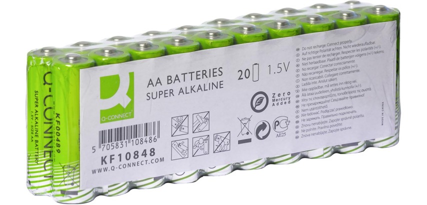 Q-CONNECT battery, alkaline, AA, pack of 20 pieces