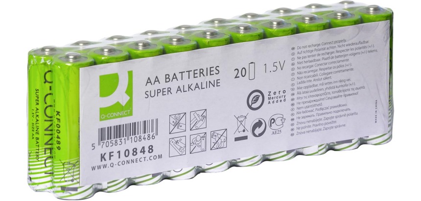 Q-CONNECT pile, alcaline, AA, paquet de 20 pièces