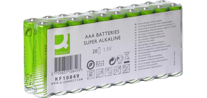 Q-CONNECT pile,alcaline, AAA, paquet de 20 pièces