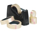 Q-CONNECT dérouleur de ruban adhésif, pour de rouleaux de 25 x 33 m ou 25 x 66 m, noir