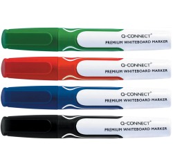 Q-CONNECT Premium marqueur tableau blanc, pointe ronde, couleurs assorties, paquet de 4 pièces