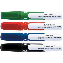 Q-CONNECT Premium whiteboard marker, ronde punt, set van 4 stuks in geassorteerde kleuren