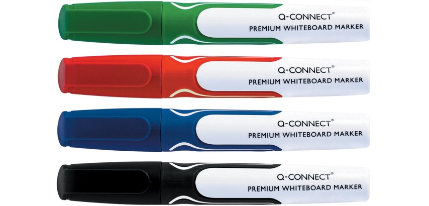 Q-CONNECT Premium Whiteboard-Marker, Rundspitze, verschiedene Farben, Packung mit 4 Stück