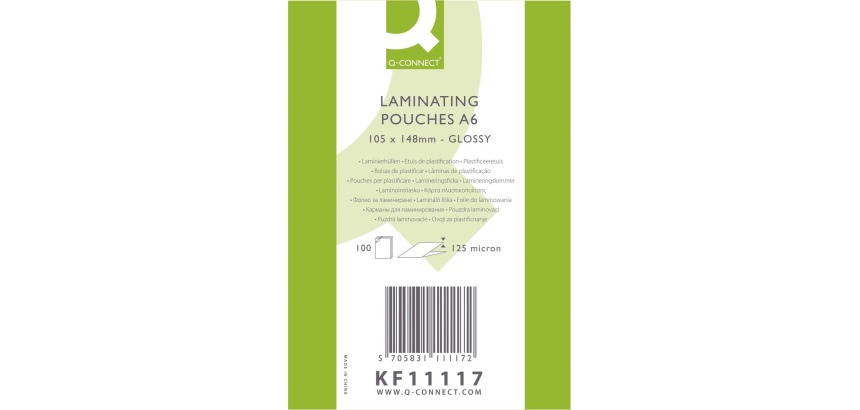 Q-CONNECT lamineeretui, A6, 125 micron, doos van  100 stuks
