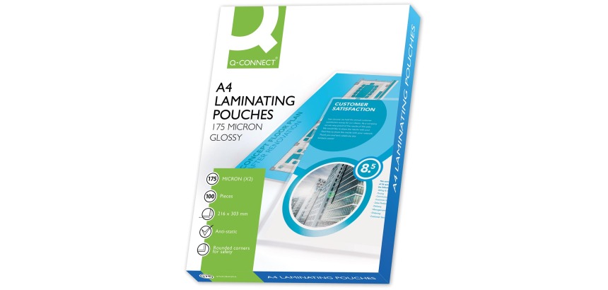 Q-CONNECT A4 Laminating Pouches 2x 175 Microns 100 Pieces