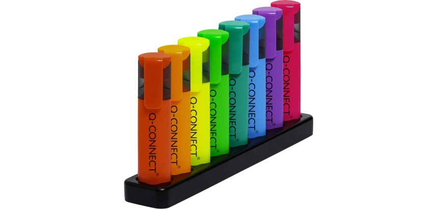 Q-CONNECT markeerstift neon, deskset, 8 verschillende kleuren