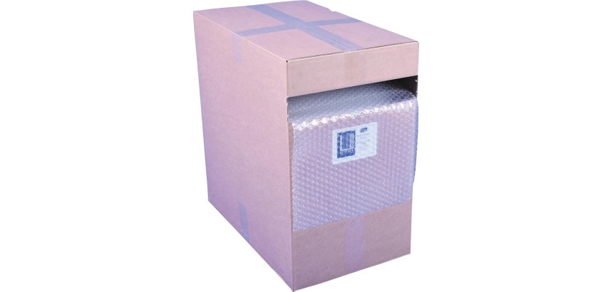 Q-CONNECT film à bulles, en boîte distributrice, 28,5 cm x 50 m, transparents