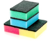 Q-CONNECT éponge à récurer, 8,5 x 5,5 x 2,5 cm, paquet de 10 pièces, couleurs assorties