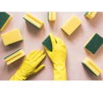 Q-CONNECT scouring sponge, 9.5 x 6.5 x 4.3 cm, yellow-green, pack of 10 pieces