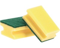 Q-CONNECT scouring sponge, 9.5 x 6.5 x 4.3 cm, yellow-green, pack of 10 pieces