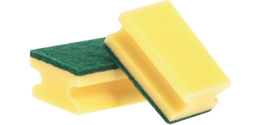 Q-CONNECT scouring sponge, 9.5 x 6.5 x 4.3 cm, yellow-green, pack of 10 pieces