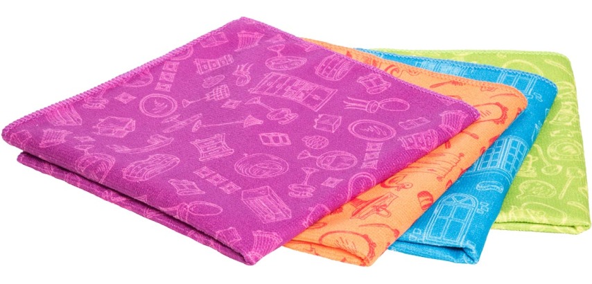 Q-CONNECT microvezeldoek, 40 x 40 cm, pak van 4 stuks, geassorteerde kleuren