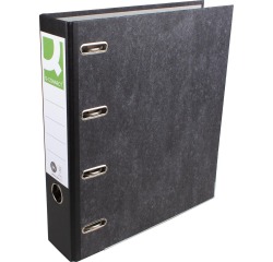 Q-CONNECT classeur, pour ft A4, double, marbré, dos de 8 cm, noir