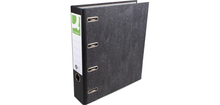 Q-CONNECT classeur, pour ft A4, double, marbré, dos de 8 cm, noir