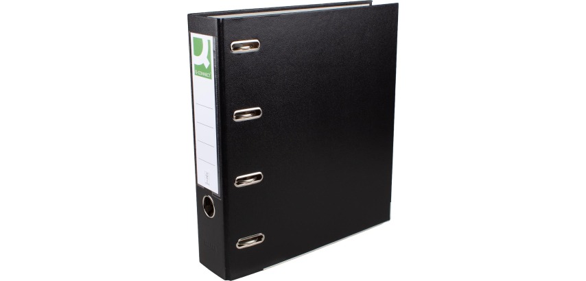 Q-CONNECT classeur, pour ft A4, double, en PP et papier, dos de 8 cm, noir