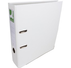 Q-CONNECT classeur, pour ft A4, en carton recouvert de PP, avec bord de protection, dos de 8 cm, blanc