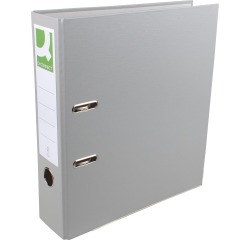 Q-CONNECT classeur, pour ft A4, en carton recouvert de PP, avec bord de protection, dos de 8 cm, gris