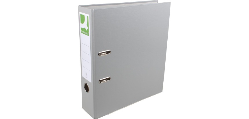 Q-CONNECT ordner, voor ft A4, uit PP en papier, met beschermrand, rug van 8 cm, grijs