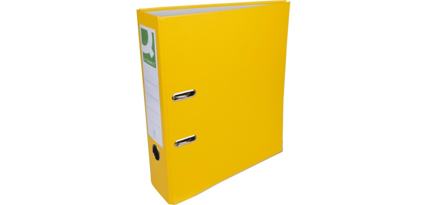 Q-CONNECT classeur, pour ft A4, en carton recouvert de PP, avec bord de protection, dos de 8 cm, jaune