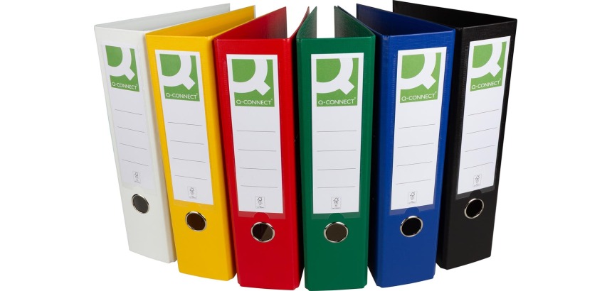 Q-CONNECT classeur,pour ft A4, complète en PP, dos de 8 cm, couleurs assorties