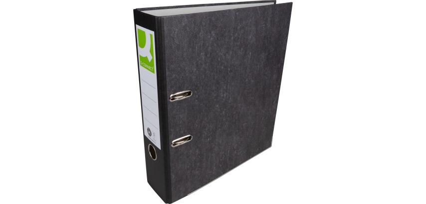 Q-CONNECT binder, for A4 size, cardboard, 8 cm spine, marbled, black