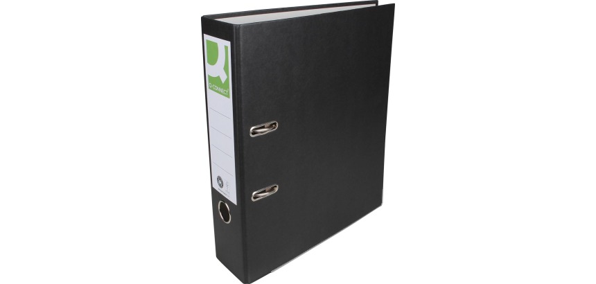 Q-CONNECT classeur, pour ft A4, en carton recouvert de Plastique Recycolor, dos de 8 cm, noir